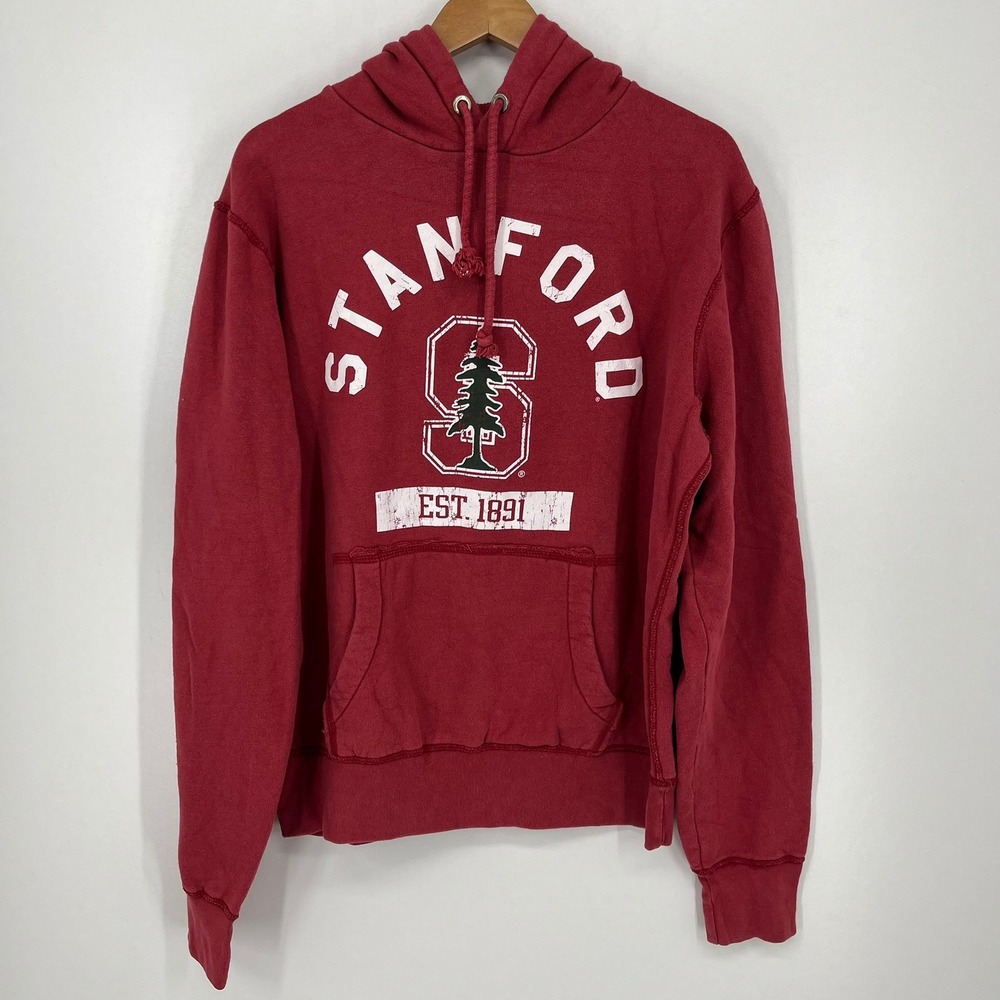 League Stanford University Hoodie Mens Large Red Est 1891 Pullover Sweatshirt